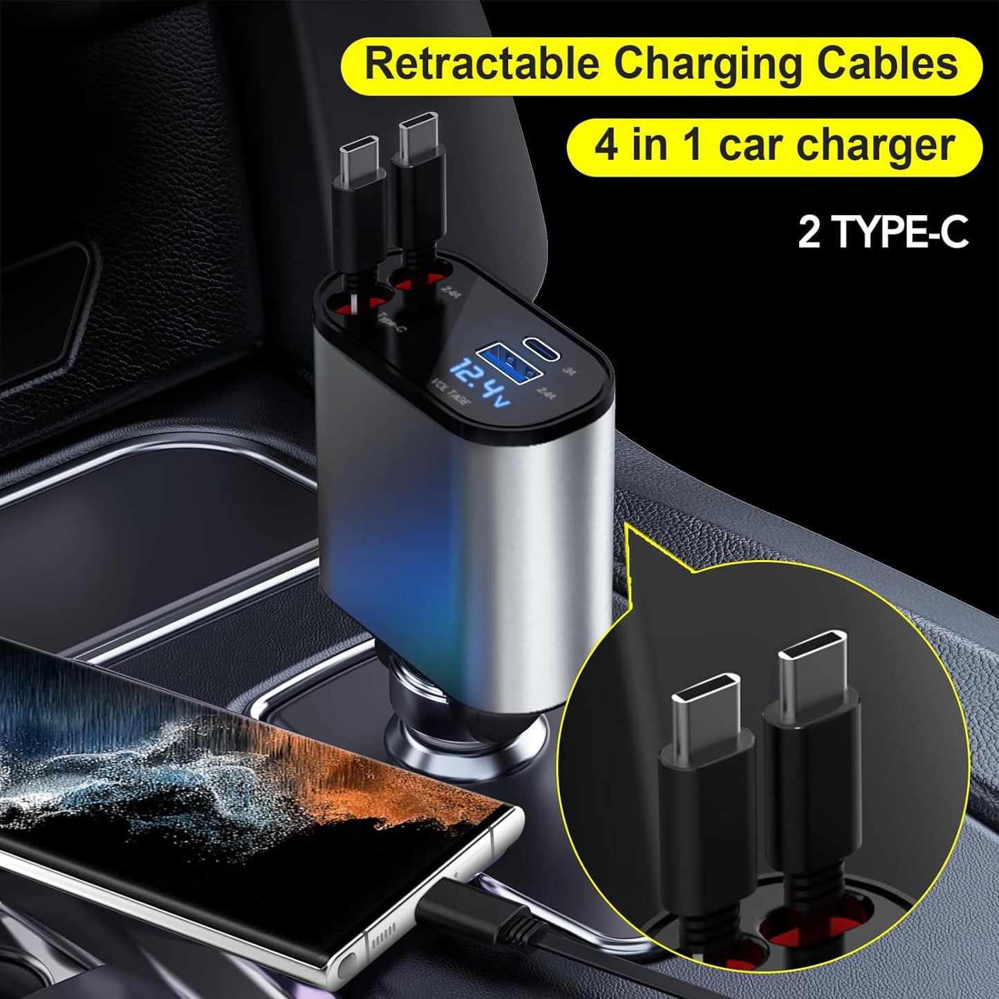 SpeedCharge 66W Retractable Car Charger