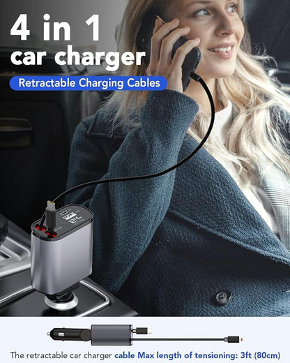 SpeedCharge 66W Retractable Car Charger