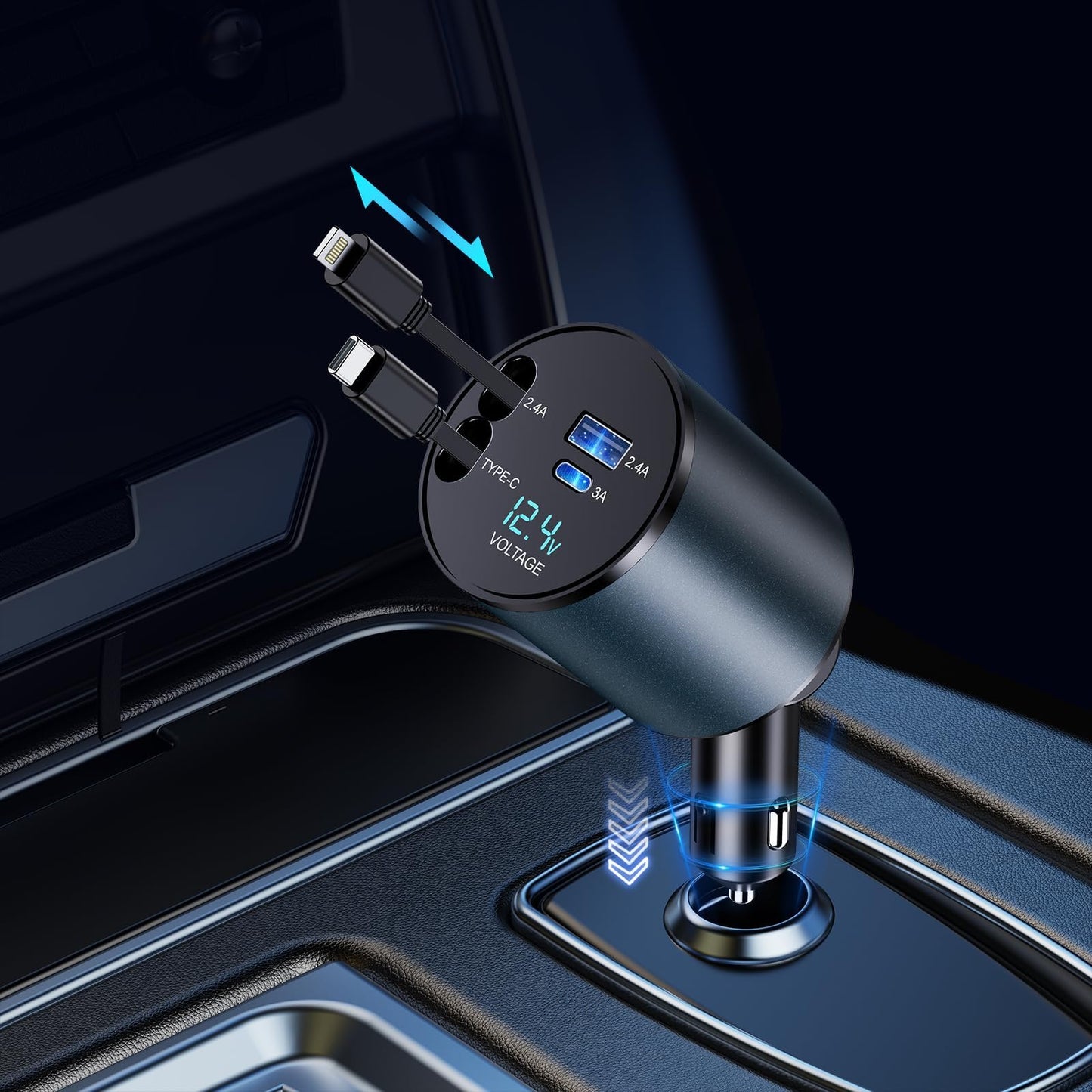 SpeedCharge 66W Retractable Car Charger