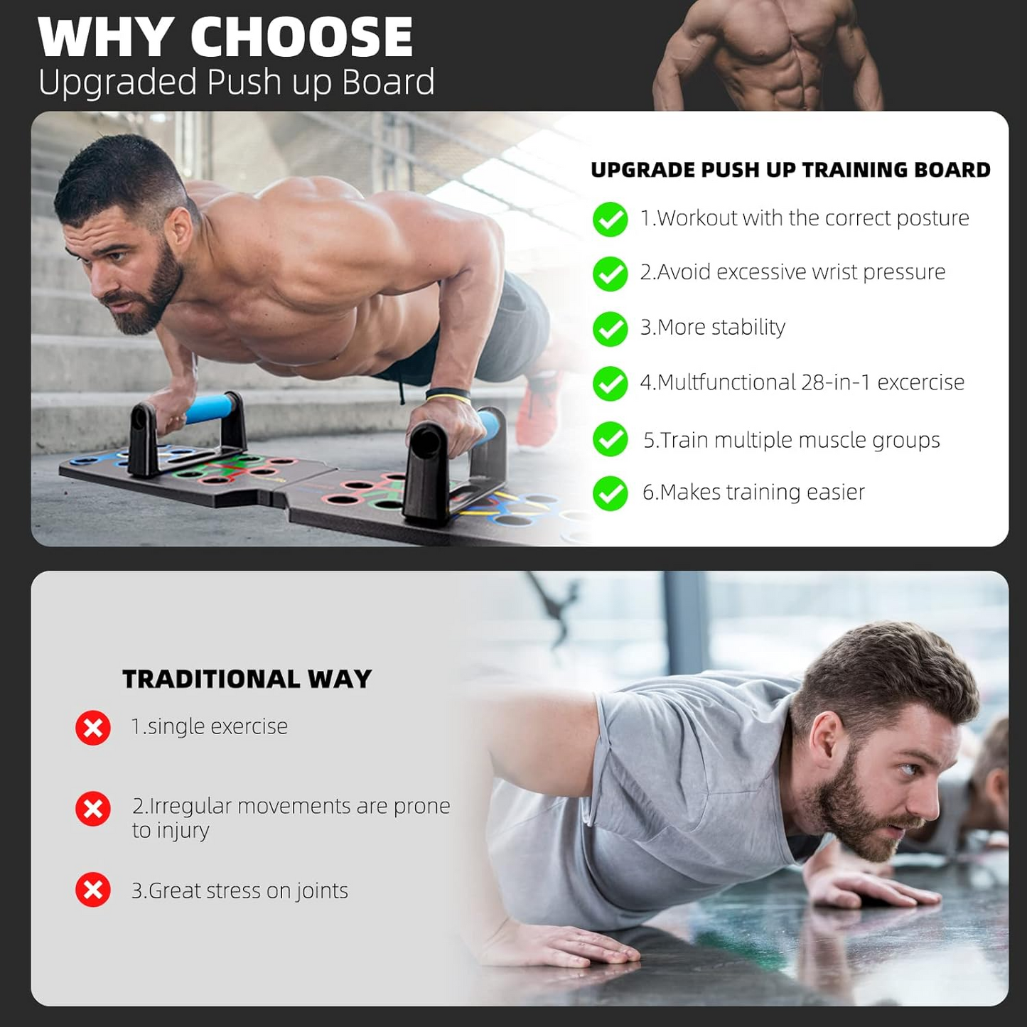 28 in 1 Push Up Rack Board System Fitness Workout Train Home Gym Exercise Stands