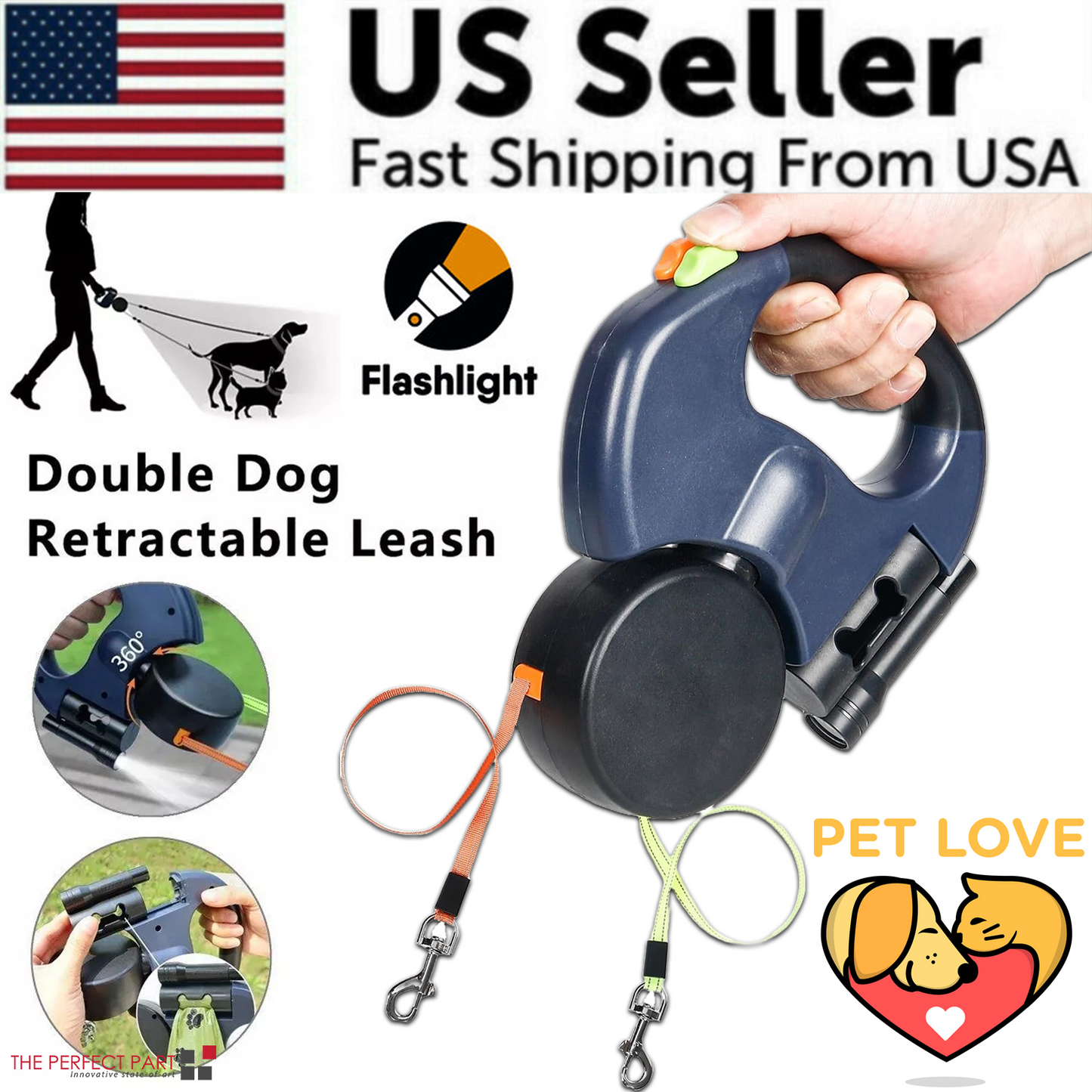 TwinFlex 360° Retractable Dog Leash